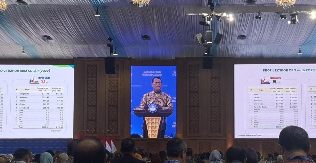 Menteri Pertanian Andi Amran Sulaiman saat menghadiri acara konvensi riset pertanian kampus di Jakarta