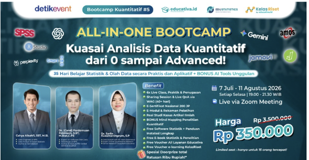 Peserta mengikuti bootcamp olah data kuantitatif online menggunakan aplikasi Zoom