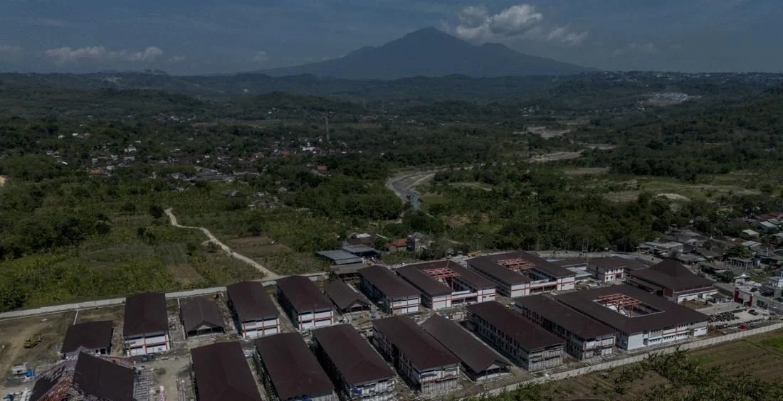 Proyek pembangunan Sekolah Rakyat di Rowosari, Semarang, Jawa Tengah.