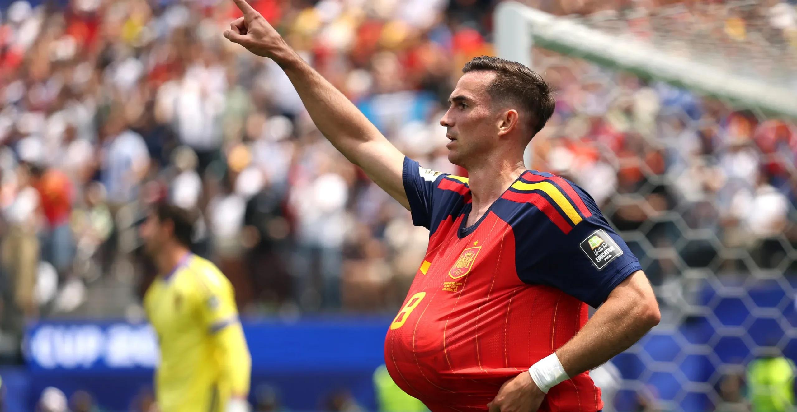 Aksi pemain Spanyol dan Belgia dalam laga perempat final Piala Dunia 2026