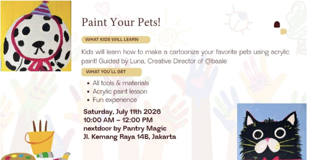 Anak-anak sedang mengikuti kelas melukis di sebuah studio kreatif