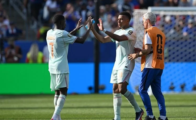 Kylian Mbappe merayakan kemenangan Prancis atas Maroko di perempat final Piala Dunia 2026