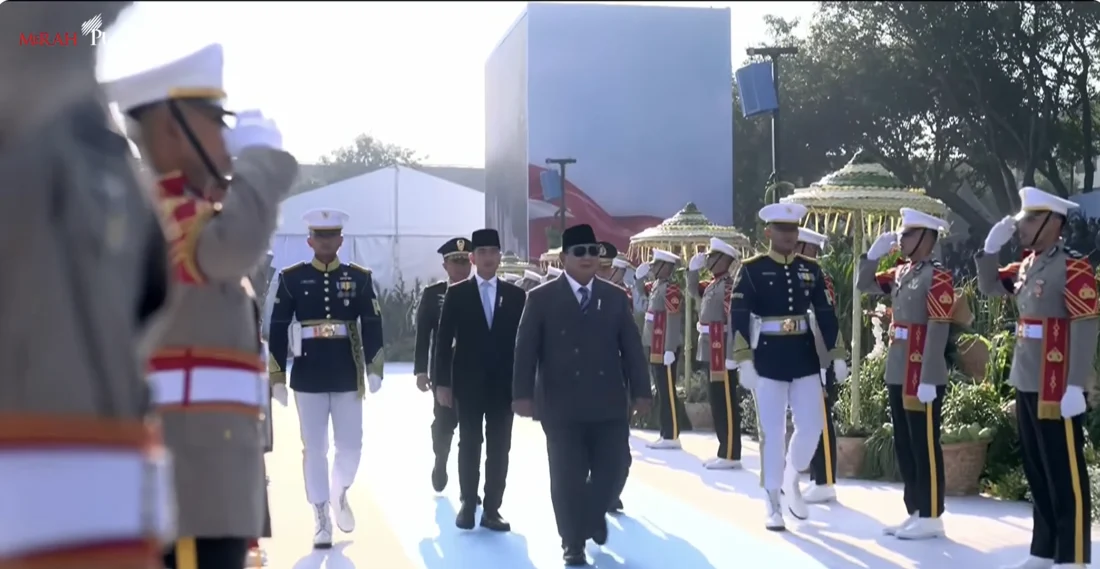 Presiden Prabowo Subianto dan Wapres Gibran Rakabuming Raka menghadiri upacara Hari Bhayangkara ke-80 di Cikeas