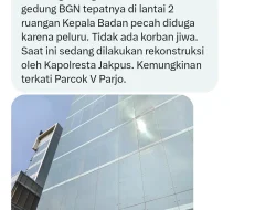 Polisi Pastikan Kaca Gedung Badan Gizi Nasional Pecah Akibat Faktor Cuaca